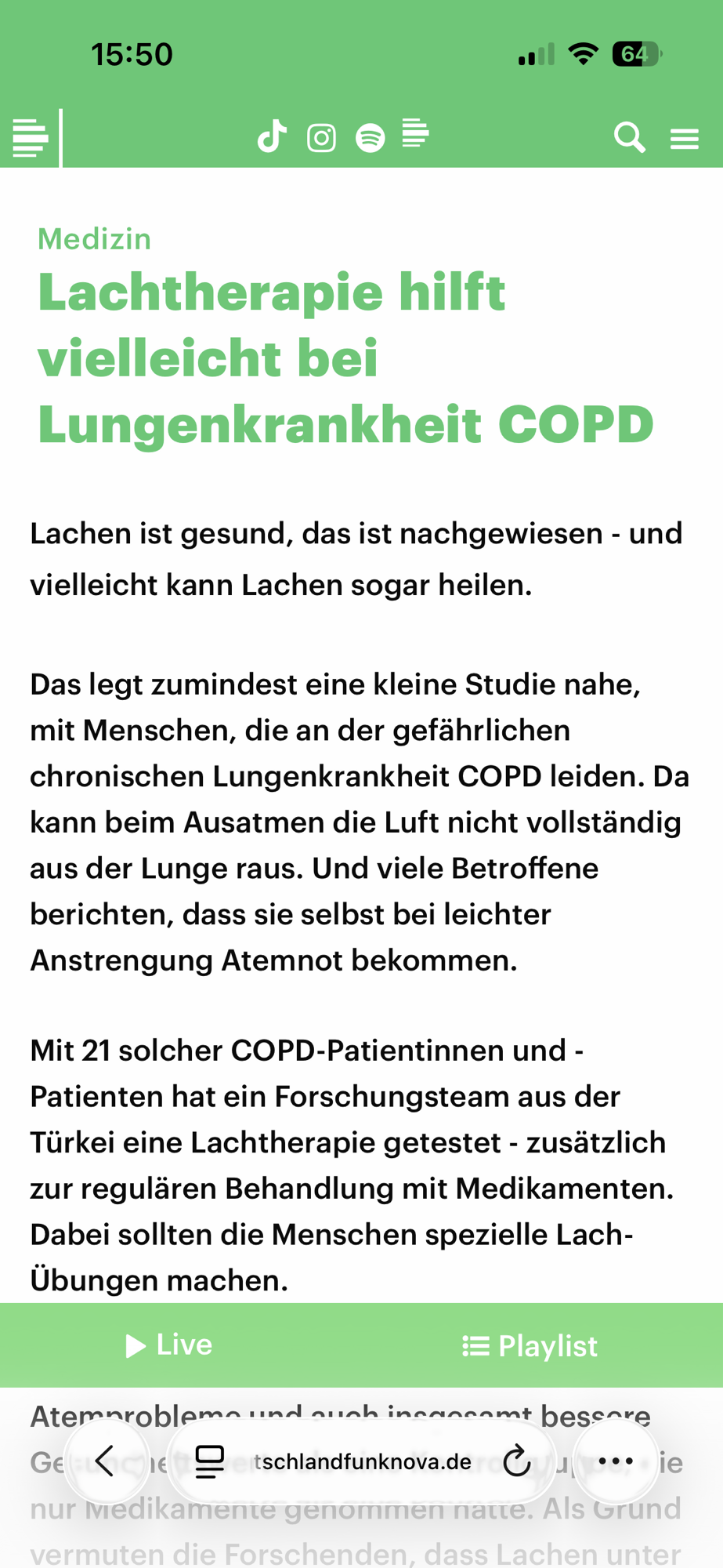Good News des Tages: Lachen als COPD Therapie.